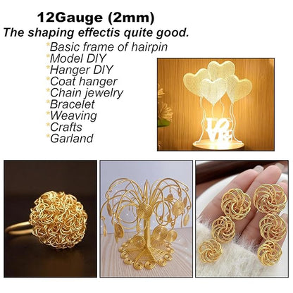 12 Gauge(2mm) Aluminum Wire 35 Yards Anodized Metal Wire for Bonsai Armature Crafting Sculpting Jewelry Craft Making Beading Floral (Orange, 12 Gauge)