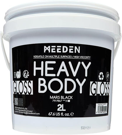 MEEDEN Mars Black Acrylic Paint: 2L/67.64oz Heavy Body Gloss Art Paint - 0.528 Gallon Bulk Thick Black Paints for Canvas Crafts Furniture Painting