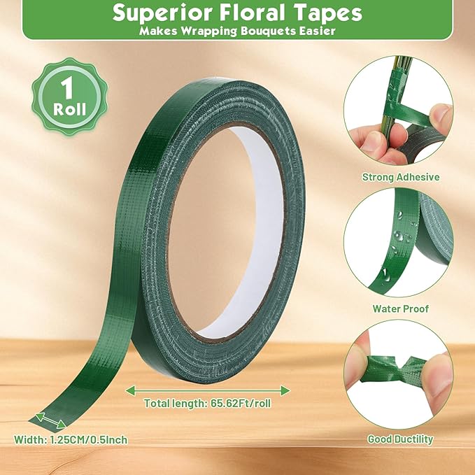 MAPVOLUT Premium Floral Foam Blocks (4 Pack 5.5"x3.1"x1.7") & Waterproof Floral Tape (65ft) - Fast Soak Oasis Foam for Fresh & Fake Flowers, DIY Wedding Centerpieces, Bouquets, Home Decor Crafts
