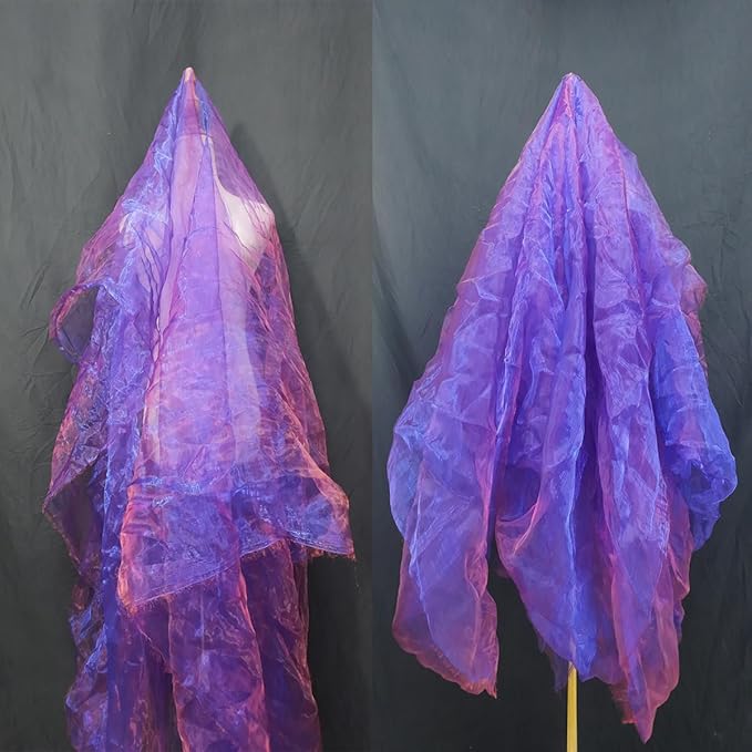 Two-Tone Iridescent Holographic Organza Fabric - 11 Yards | Lightweight Sheer Gauze Voile Tulle | for Dresses, Party Decor, DIY Crafts, Shiny Backdrops(Sapphire red)