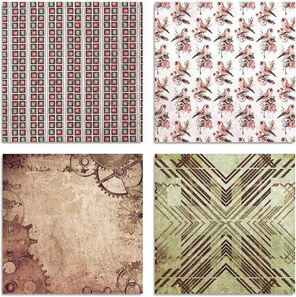 Vintage Steampunk & Bohemian Scrapbook Paper Pad - 6x6 Inch Single-Sided Craft Paper for Junk Journals, Card Making, Decoupage, and DIY Projects
