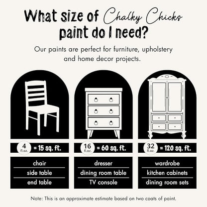 Chalky Chicks All-in-One Chalk Paint for Furniture or Cabinet - 16 Fl Oz - Matte Finish Old Lace (Off White) for Metal, Wood Furniture Paint - No Sanding All-in-One for Home Decor & Crafts, USA Made