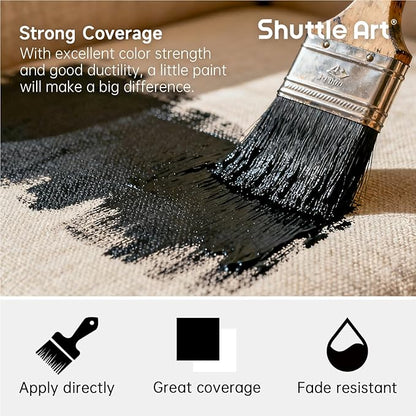Shuttle Art Black Fabric Paint, 33.8 oz(1000 ml) Large Bottle with Pump, Permanent Fabric Paint for Furniture, Sofa, Cushions, Clothes, Soft Non-Toxic Textile Paint for Color Changing, Renewal & Art Creations