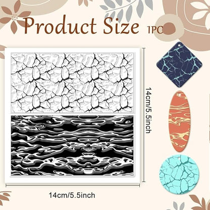 CHGCRAFT Natural Texture Polymer Clay Texture Sheets Cracks Water Pattern Silicone Texture Stamp Clay Modeling Pattern Pad Texture Sheets for Polymer Clay Making Earrings Jewelry