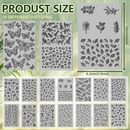 CHGCRAFT 16 Sheets 16 Styles Animals Dandelions Polymer Clay Texture Mat Mushrooms Modeling Pattern Pad Plants Fruits Texture Sheets for Polymer Clay Making Earrings Jewelry Tools, 4×2.6 inch