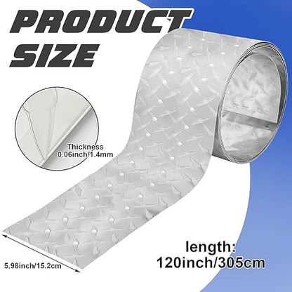 Diamond Plate Sheet Metal Aluminum Heavy Duty Diamond Tread Aluminum Sheet for Wall Covering, Cargo Trailer, RV(120 × 6 Inch)
