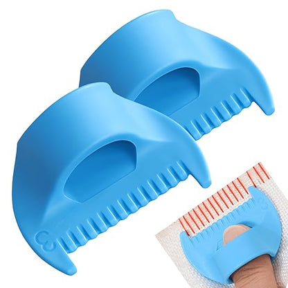 2 PCS 3mm Edge Lock Seam Guide, Mini Sewing Finger Ruler for Hand Sewing, DIY Sewing Kit Tool, Sewing Needle Gauge Measuring Guide, Blue