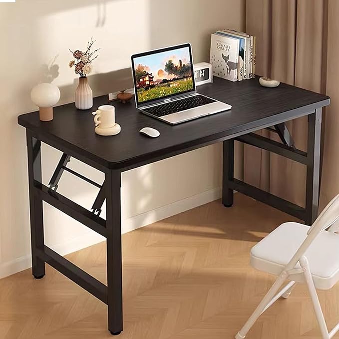 39.4 Inch Foldable Desks for Small Spaces,Foldable Desk No Assembly,Small Table for Bedroom,Black.