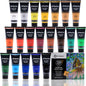 Artecho Professional Acrylic Paint Set, 20 Primary Colors (120ml / 4.05oz) Tubes, Art Craft Paints for Canvas, Rock, Stone, Wood, Fabric, Art Supplies