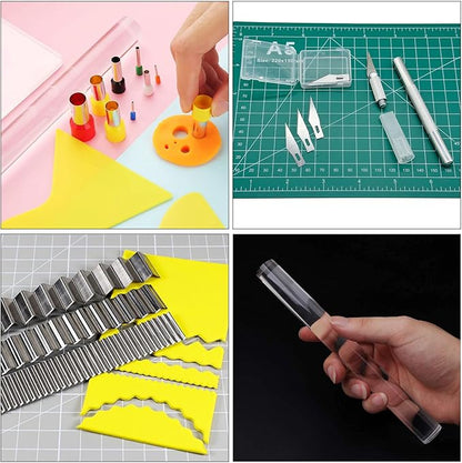 Yayatty Polymer Clay Tools, Acrylic Clay Roller, Acrylic Sheet, Rotary Cutting Mat, Round Polymer Clay Cutters with Clay Slicer Blade for Pottery and Sculpture (43 PCS)