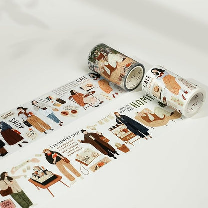 WT Pre-Cut Planner's Day 1 PET Tape, Single Roll, Original Designs, Waterproof Decorative Masking Tape for Journals, Planners, Scrapbooking, DIY Paper Projects