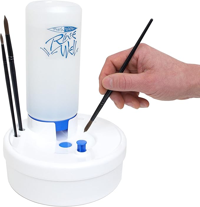 Masterson Paint Brush Water Cleaner, Fresh Water Rinse Well and Extra Rinse Well Bottle, Cleaning System for Acrylic, Watercolor, and Water- Based Paints Great for Studio, Classroom and Face Painting