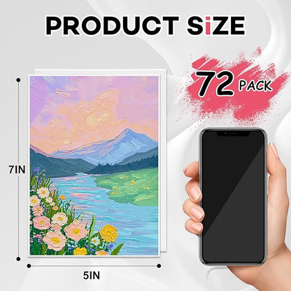ESRICH Small Canvases for Painting, 5x7 Canvas for Painting 72 Pack, Mini Canvas Primed Acid-Free Blank Painting Canvas Panels for Oil, Watercolor, Acrylic Paint.