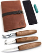BeaverCraft Wood Spoon Carving Tools Kit S14x Deluxe - Whittling Tools Set Includes Sloyd Wood Carving Knife, Hook Knife, Gouge, Leather Roll-Up Case & Leather strop with Polishing Compound