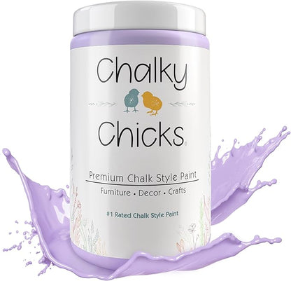 Chalky Chicks All-in-One Chalk Paint for Furniture or Cabinet -32Fl Oz-Matte Finish Sweet Lilac (Light Purple) for Metal, Wood Furniture Paint - No Sanding All-in-One for Home Decor & Crafts, USA Made