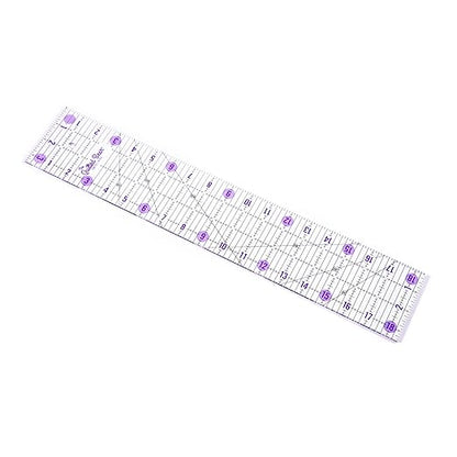 The Quilted Bear Quilting Rulers - Transparent Acrylic Non Slip Quilting, Patchwork & Sewing Ruler with Clear Black Lines & 30, 45 & 60 Degree Angles (3.5" x 18.5")
