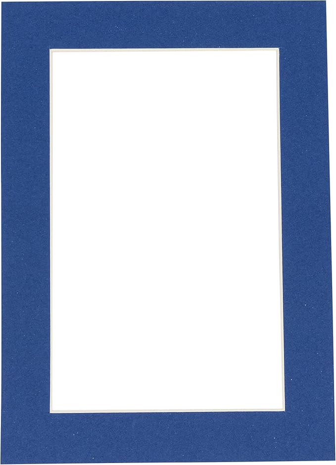 8.5x11 Mat Bevel Cut for 7x9 Photos - Acid Free Bottle Blue Precut Matboard With Backing Board and Crystal Clear, Self Seal Photo Mat Bag - For Pictures, Photos, Framing - 4-ply Thickness