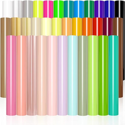 VINYL FROG Heat Transfer Vinyl Bundle 35 Colors HTV Vinyl Sheets 12" x 10" Iron on Vinyl Multicolor Heat Press Vinyl for DIY T-Shirts Fabrics