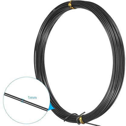 TecUnite Aluminum Craft Wire for Sculpting Armature Bendable Craft Wire for DIY Jewelry Making(Black, 10 M X 1 mm, 1 Roll)