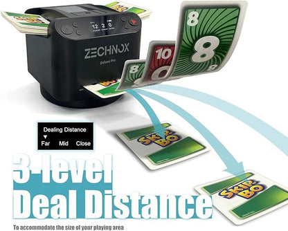 2025 New Smart 2-in-1 Automatic Card Shuffler and Dealer,Programmable Card Dealer,Card Shuffler 2 Deck,360° Rotation,Ultra Quiet,Rechargeable,Support 12 Players,with 4 Wireless Buttons (Jet Black)