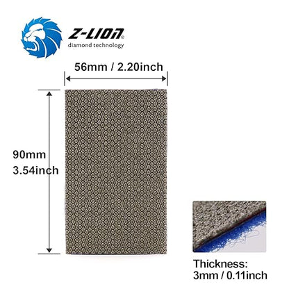 Z-Lion Diamond Abrasive Paper Sheets 60 Grit Diamond Sandpaper Nylon Back for Grinding Stone Glass Ceramic(1 Pcs)