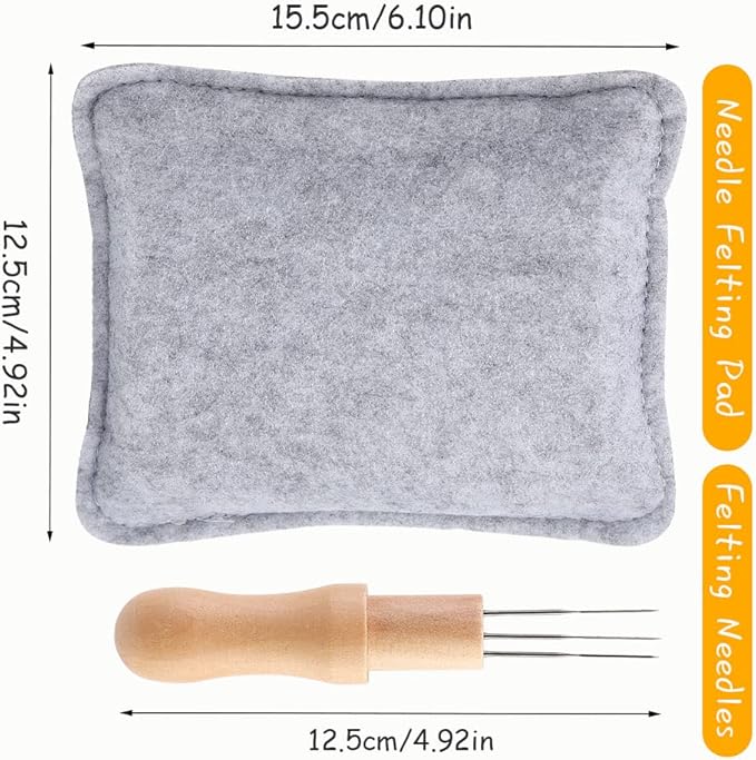 WONVOC Needle Felting Pad, Felting Kit, Needle Felting Mat and Felting Needles with Wooden Handle Holder,Needles Felting Tools for Wool Craft Project