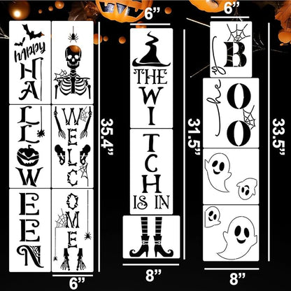 Halloween Stencils for Porch Sign Large Skeleton Boo Stencils Witch Ghost Drawing Templates for Porch Wood Sign Decor