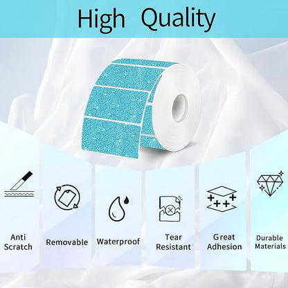 2"x1" Holographic Thermal Labels Stickers, Glitter Direct Thermal Printer Labels, Waterproof Self-Adhesive Address Shipping Label Stickers, 300 Sheet/ 1 Roll, Holographic Shiny Blue