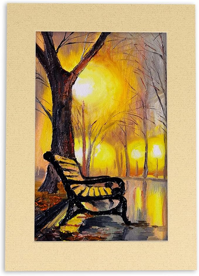 8x10 Mat Bevel Cut for 5.5x8.5 Photos - Acid Free Tan Precut Matboard - For Pictures, Photos, Framing - 4-ply Thickness