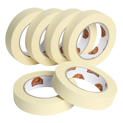 TAPEBEAR General Purpose Masking Tape 0.94 Inches x 60 Yards, Beige White Painters Tape for Painting, Labeling, DIY Arts Crafts, Home Office School Projects, 6 Rolls
