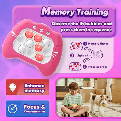 Handheld Game Toy for Kids Age 6-12, Sensory Fidget Toys for Kids 8-12, Birthday Gifts for 6 7 8 9 Year Old Girls & Boys & Teens -Dark Pink