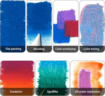 Artecho Oil Pastels Set of 120 Colors Wooden Box, Soft Oil Pastels for Art Painting, Drawing, Blending, Ideal Gift Choice for Everyone (10 x 70 mm)