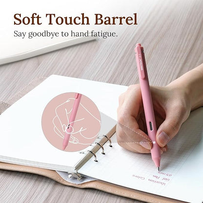 WRITECH Fine Point Gel Pens: 8ct 0.5mm Multi Colored Ink Colors Retractable Pen for Smooth Writing Note Taking Journaling Assorted Coloring No Bleed & Smear & Smudge (Vintage Set)