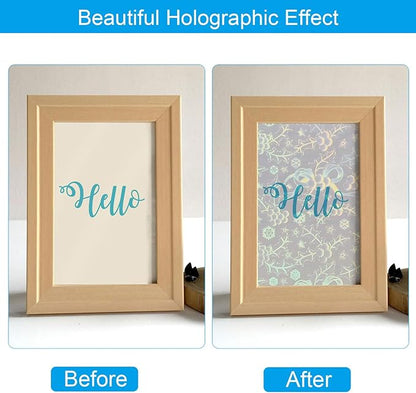 PATIKIL 8.3x5.8" Holographic Sticker Paper, 20Sheets A5 Polypropylene Self-Adhesive Transparent Waterproof Laminate Overlay Film for Photo Cards Scrapbook Decorations, Christmas Ribbon