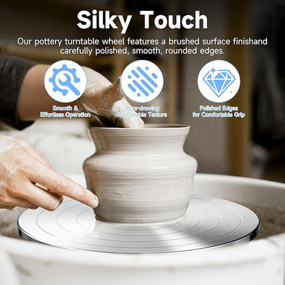 Kartols 12 Inch Sculpting Wheel, Double-Sided Pottery Turnable Wheel Aluminium Alloy Heavy Duty Metal Banding Wheel with Ball Bearings for Ceramics Model Making Clay Modeling Cake Decor Paint Spraying