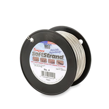 Super Softstrand, Vinyl-Coated Stranded Stainless Steel Picture Wrapping Wire, Size #4, 25 lb / 11 kg, 850 ft / 259 m