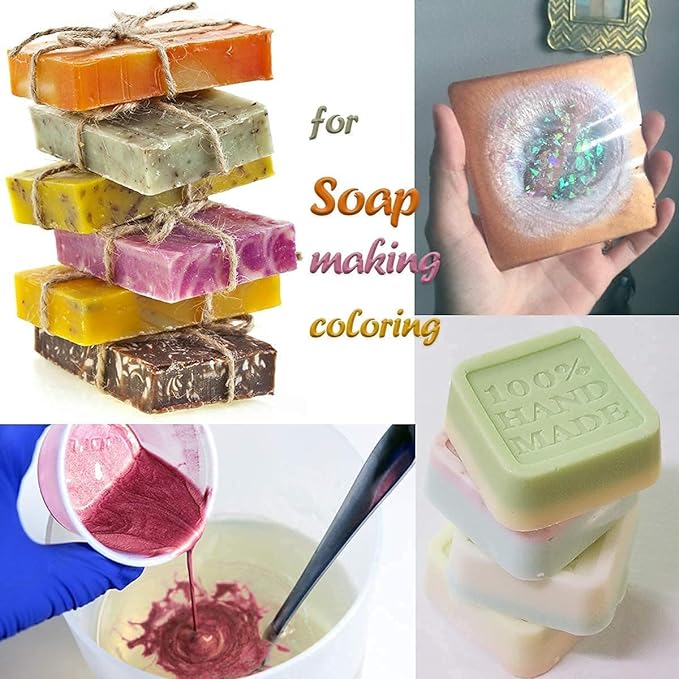 Mica Powder, 30 Color Pigment, Natural Cosmetic Grade Shimmer Mica Powder for Epoxy Resin/Bath Bombs/Candle/Soap/Lip Gloss/Slime.Soap Making Dye (30 Bag)