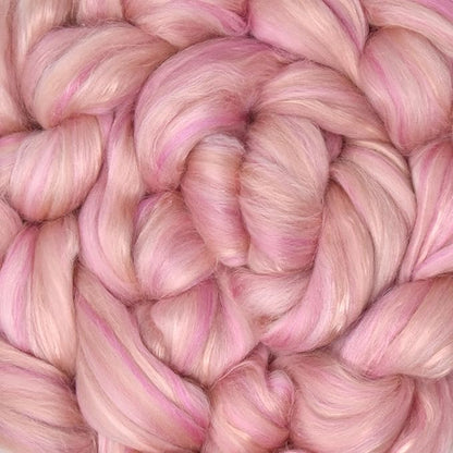 Merino Silk Luxe Tonal Designer Blend. Superfine Merino, Mulberry Silk, Tussah Silk. Top Roving for Spinning or Felting. Tender Heart 4oz