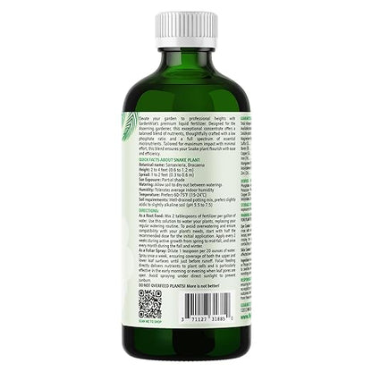 3-1-2 Liquid Fertilizer Concentrate with Micronutrients - Ideal Snake Plant Food for Sansevieria (Dracaena trifasciata), Indoor Plant Care (16 OZ)