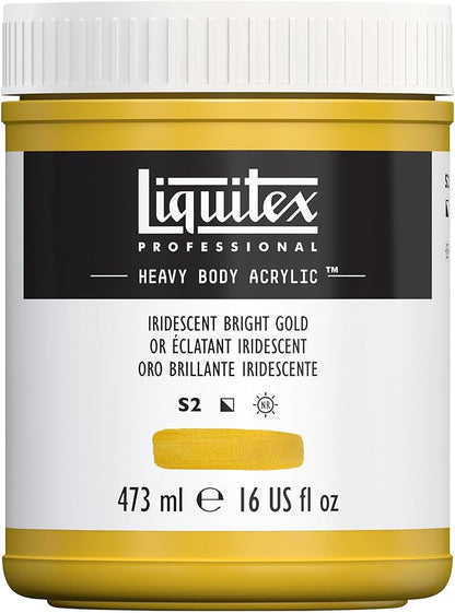 Liquitex Professional Heavy Body Acrylic Paint, 16-oz (473ml) Pot, Iridescent Bright Gold