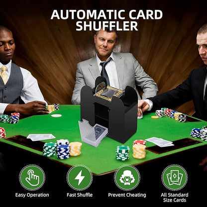 Automatic Card Shuffler 1/2/4/6 Decks,Battery Operated Electric Playing Card Shuffler for UNO,Casino Card Game,Poker,Phase 10,Blackjack,Texas Hold'em,Home Card Games