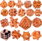 18 Pack Wooden Brain Teaser Puzzles Wooden Burr Puzzles Brain Teaser Puzzle with Gift Packing Box Magic Puzzle Games Toys for Kids and Adults by AHYUAN (Natural Wood)