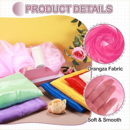 MECCANIXITY Iridescent Sheer Organza Fabric, 2 Yards x 59 Inches Solid Holographic Shiny Fabric Organza Cloth for Wedding, Curtains, Costume, Photo Background, Rose Red