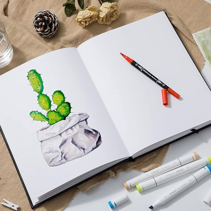 Ohuhu Mix Media Pad - 10.8"x8.3" Mixed Media Art Sketchbook, 120 llb/200 GSM Heavyweight Papers, 78 Sheets/156 Pages, PU Hardcover Mixed Media Paper Pad for Acrylic Painting Christmas Gift