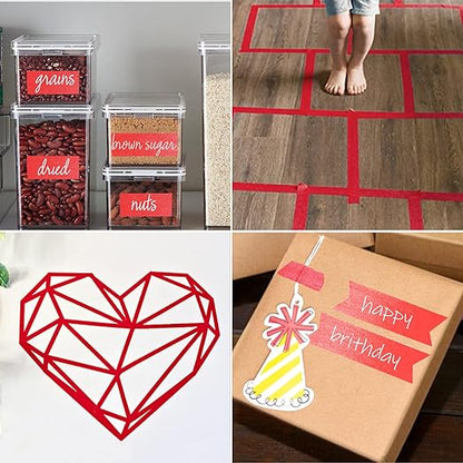 Red Painter's Tape,1 inch x 60 Yards x 10 Rolls (600 Yards Total) - Medium Adhesive Bulk Multi Pack Masking Tape for Painting,Labeling,DIY Crafting,Decoration and School Projects