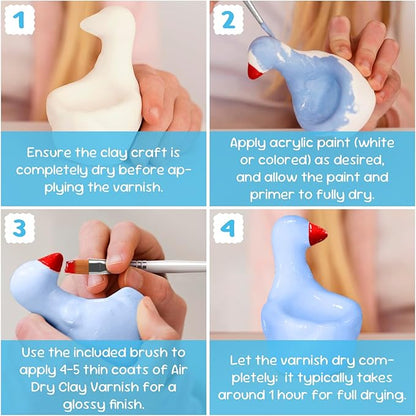CALPALMY 100ml Gloss Glaze Varnish Kit for Air Dry Clay Sealer, Waterproof, Gloss Finish - Prevent Cracking and Scratches for Clay, Pottery, Ceramics, Acrylic Paint