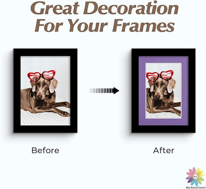 Mat Board Center, Pack of 25, 5x7 for 4x6 Mixed Color Mats - Acid Free, 4-ply Thickness, White Core - for Pictures, Photos, Framing