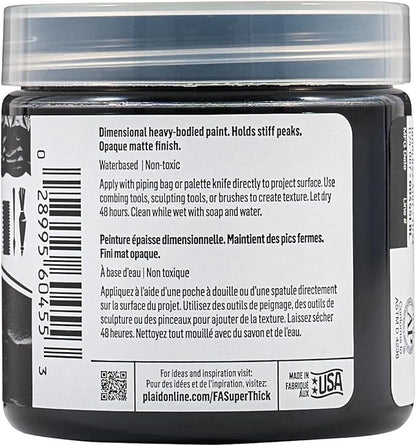 FolkArt Super Thick Acrylic Paint with a Textured Finish, Black, 4 oz
