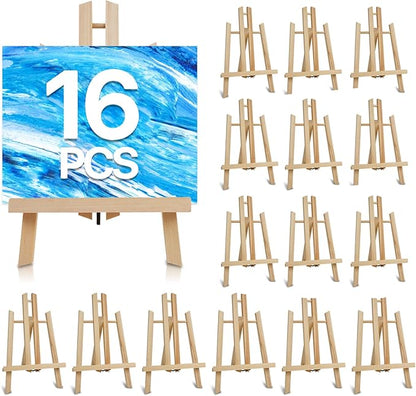 CONDA Tabletop Easel, Portable A-Frame Tripod Tabletop Easel Set for Painting Party & Displaying Canvases, Photos, Display Tripod Holder Stand for Students Kids Beginners（16 Pack 11.8 inch）