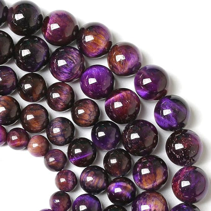 8MM Purple Tiger Eye Stone Beads Natural Gemstone Round Loose Beads for Jewelry and Bracelets Making 90pcs 2 Strands 32"